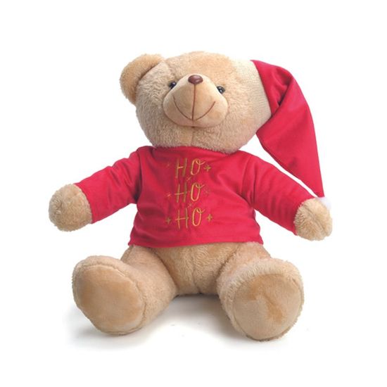 Urso com Camisa Hohoho Nat Vermelho Branco 30cm - 1 Un