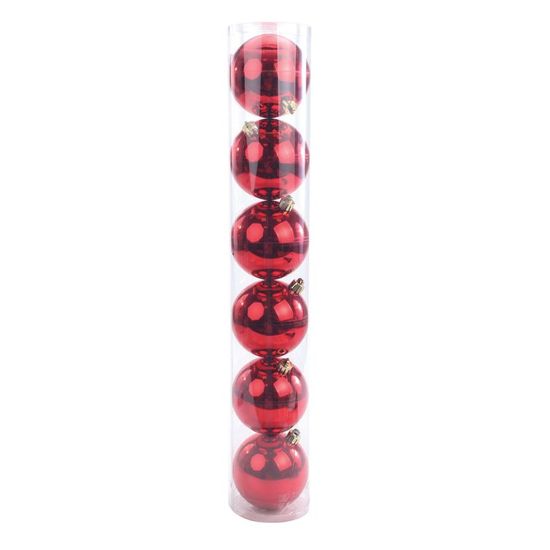 Bola Em Tubo Vermelho 8cm - Jogo com 6 Peças