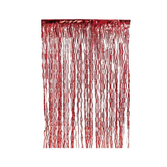 Cortina Decorativa Metalizada Vermelho