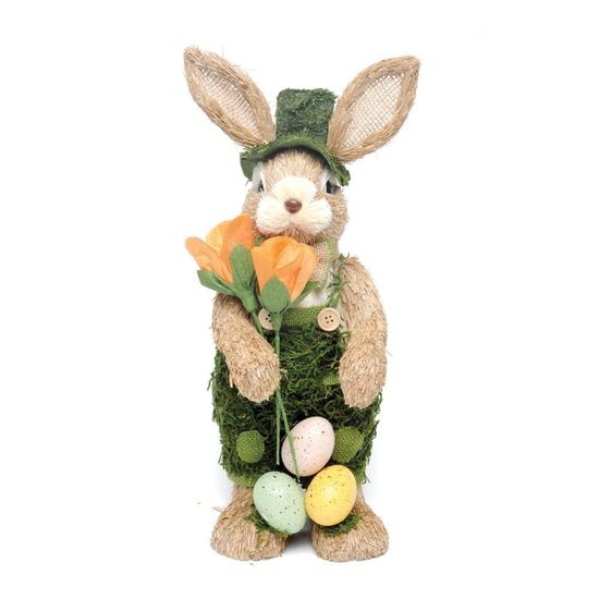 Coelho Decorativo MR & MRS Rabbit Bege/verde/laranja 42x15x10 - 1 Un