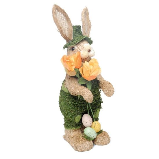 Coelho Decorativo MR & MRS Rabbit Bege/verde/laranja 52x15x16 - 1 Un