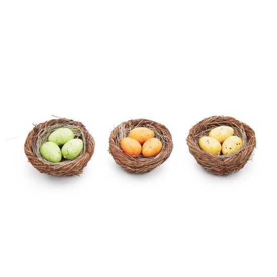 Ninho com Ovos Decorativos Claro (Ninhos) - 3 Un