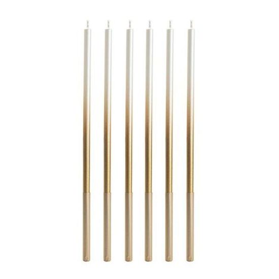 Vela Palito Gigante Degrade Perola com Dourado 15cm - V173 - 6 Un