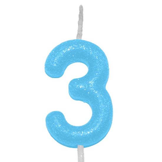 Vela Candy Color Azul Número 3 - VEU03