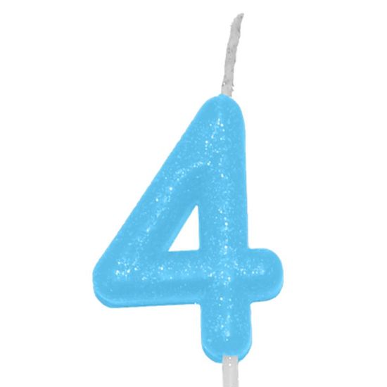 Vela Candy Color Azul Número 4 - VEU04