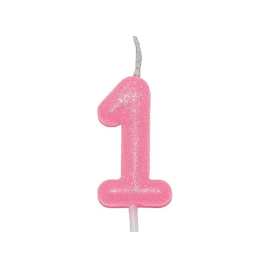 Vela Candy Color Rosa Número 1 - VEX01