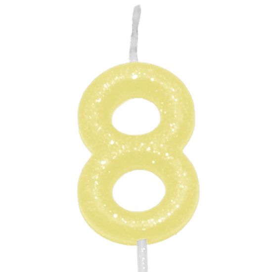 Vela Candy Color Amarelo Número 8 - VES08