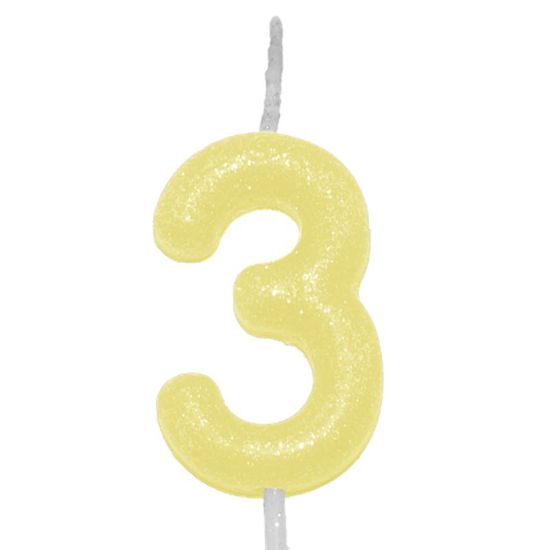 Vela Candy Color Amarelo Número 3 - VES03