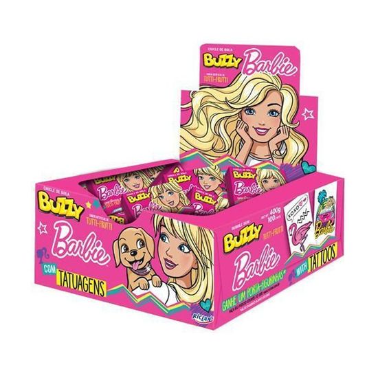 Chiclete Buzzy da Barbie Sabor Tutti Frutti - 100 Unidade