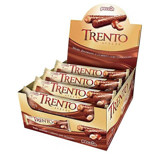 Chocolate com Wafer Trento Recheio Avelã Peccin 32g - 16 Un