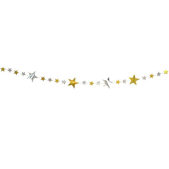 Móbile Artesanal Estrelas Prata e Dourado 1.5m