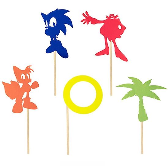 Festa Sonic - Enfeite Decorativo no Palito Sonic M - 05 Un