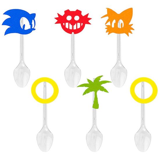Festa Sonic - Colher para Sobremesa com Aplique Sonic - 06 Un