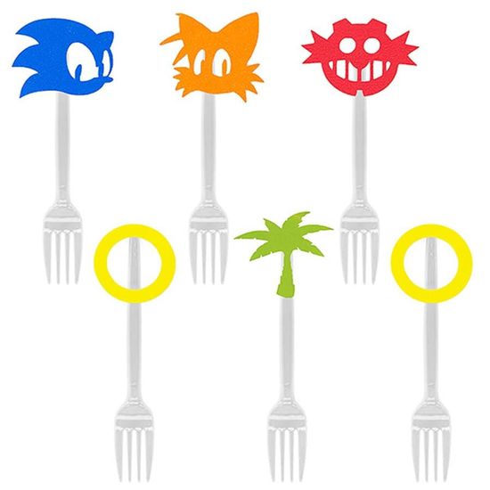 Festa Sonic - Garfo para Sobremesa com Aplique Sonic - 06 Un