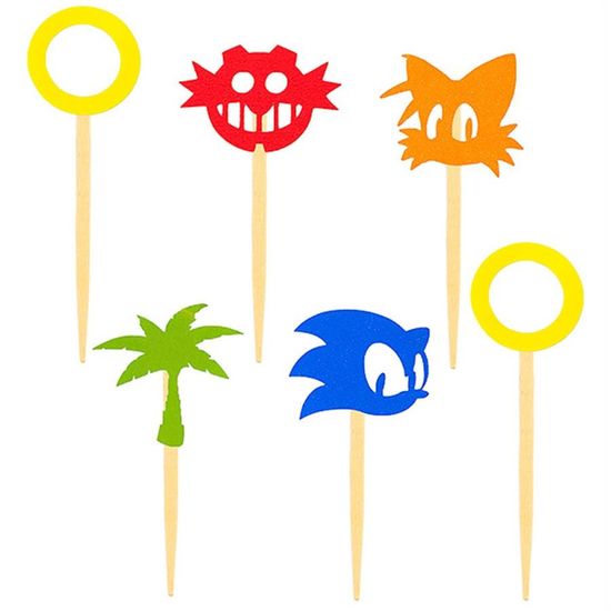 Festa Sonic - Enfeite para Doces no Palito Sonic - 06 Un