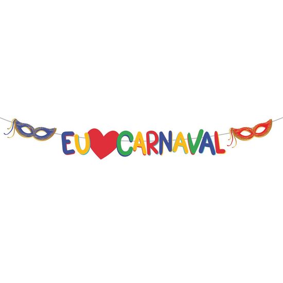 Faixa Decorativa Eu Amo Carnaval Festou - 1 Un
