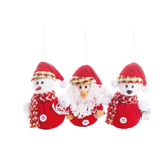 Boneco de Neve, Urso e Noel para Pendurar Vermelho (Petit) - Jogo com 3 Peças