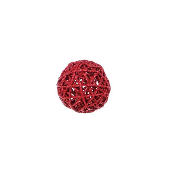 Bola de Natal Rattan Vermelho 7,5cm (Rattan) - 1 Un