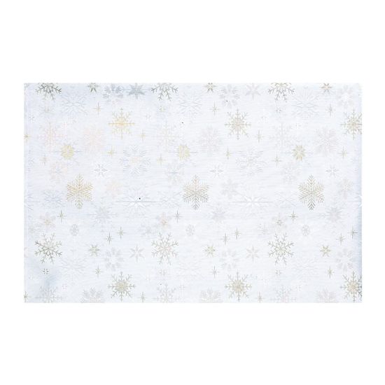 Toalha de Mesa Natal Quadrada Flocos de Neve Branco e Dourado 220X220