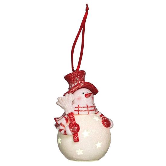 Boneco de Neve com Led Vermelho e Branco - 1 Un