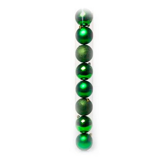 Bola de Natal Lisa / Mate / Glitter Verde Claro 7cm (Bola de Natal em Tubos) - 8 Peças