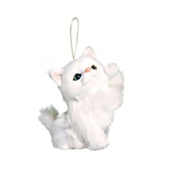 Natal Pet - Gato Decorativo Pelúcia Sentado Branco