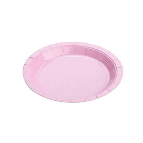 Prato Papel Liso Candy Color Rosa Claro - Silver Plastic - 8 Un
