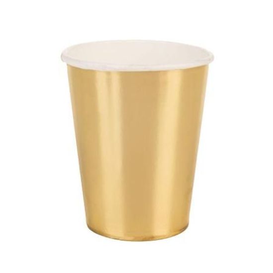 Copo Dourado - Silver Plastic - 8 Un