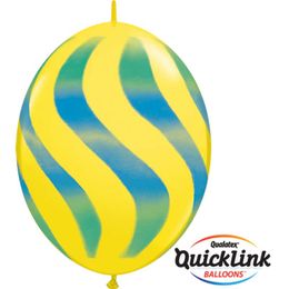 Balão Qualatex 12 - Q-Link Diamante Transparente - Listras Onduladas  Laranja E Vermelho - 50 Un - Natal da 25