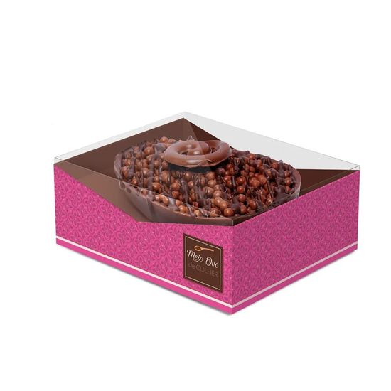 Caixa para Meio Ovo De Colher Chocolatier Rosa 250g - 12 Un