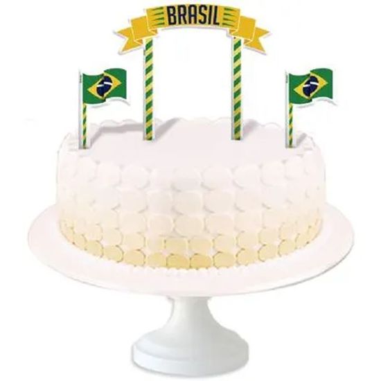 Topo de Bolo Brasil - 3 un