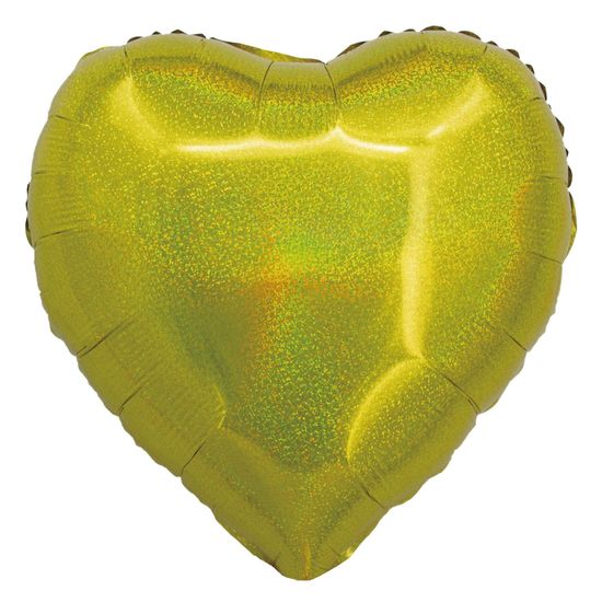 Balão Holográfico Coração com Canudo Dourado 18