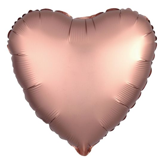 Balão Cromado Coração com Canudo Rose Gold 18