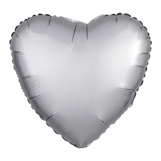 Balão Cromado Coração com Canudo Prateado 18