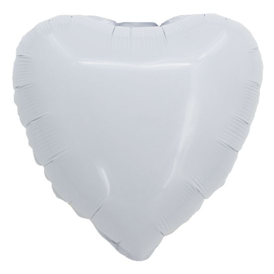 Balão Metalizado Coração com Canudo Branco 18