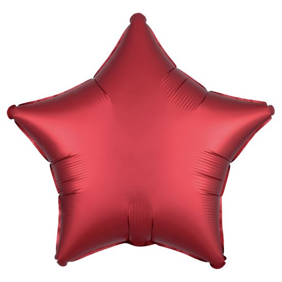 Balão Cromado Estrela com Canudo Vermelho 18