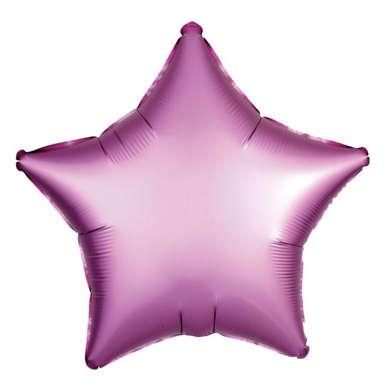 Balão Cromado Estrela Com Canudo Rosa 18