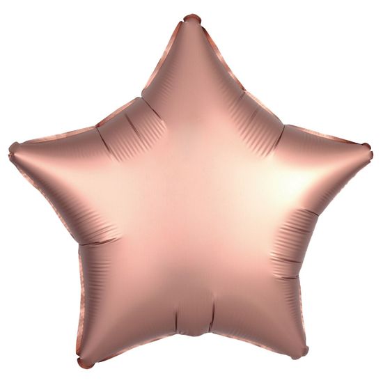 Balão Cromado Estrela Com Canudo Rose Gold 18