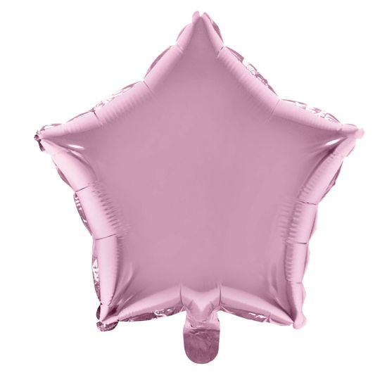 Balão Metalizado Estrela Com Canudo Rosa Bebê 18