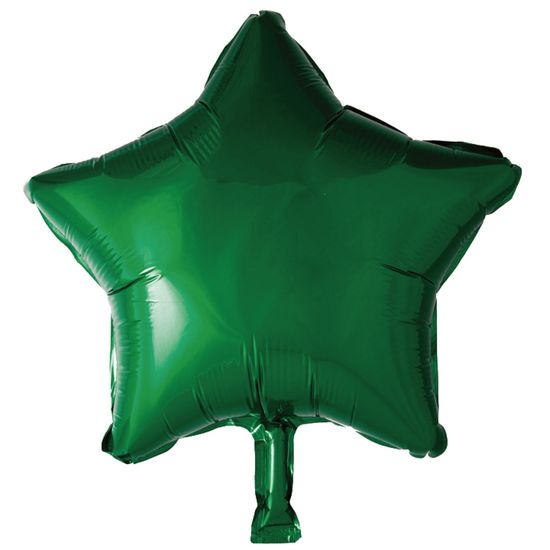 Balão Metalizado Estrela Com Canudo Verde 18