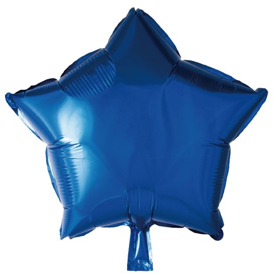 Balão Metalizado Estrela Com Canudo Azul 18