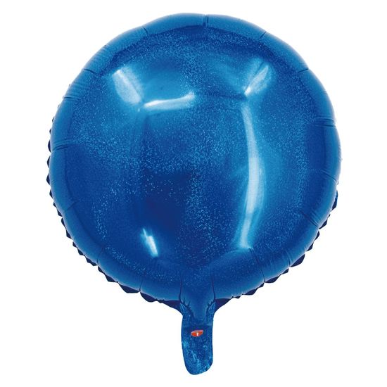 Balão Holográfico Redondo Com Canudo Azul 18