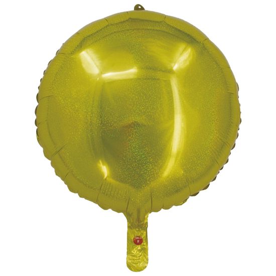 Balão Holográfico Redondo Com Canudo Dourado 18
