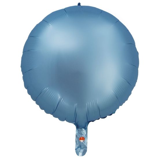 Balão Cromado Redondo com Canudo Azul Bebê 18