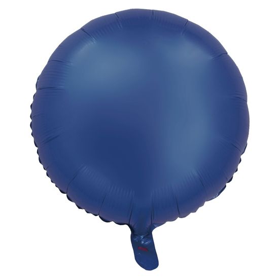Balão Cromado Redondo com Canudo Azul 18