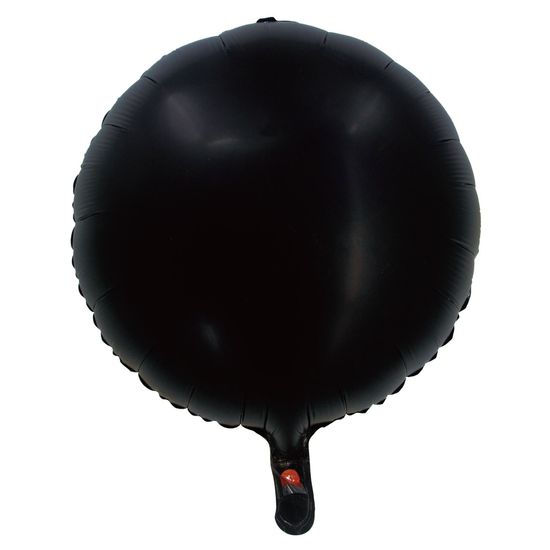 Balão Cromado Redondo com Canudo Preto 18