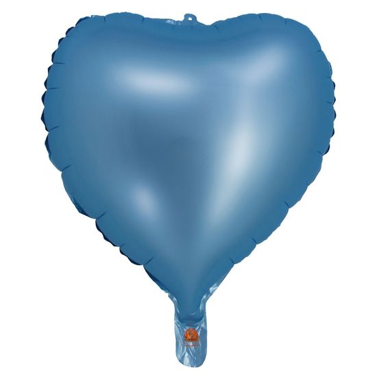 Balão Cromado Coração com Canudo Azul Bebê 18