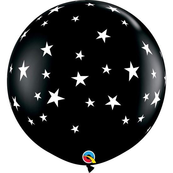 Balão Qualatex 3' R Preto Ônix Estrelas Contemporâneas - 2 Un