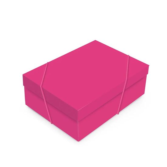 Caixa Retangular com Tampa Pink Core M 35x25x11 - 10 Un