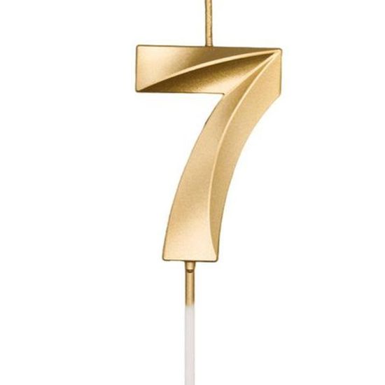 Vela Mini Design Dourada  Número 7 - 1 Un